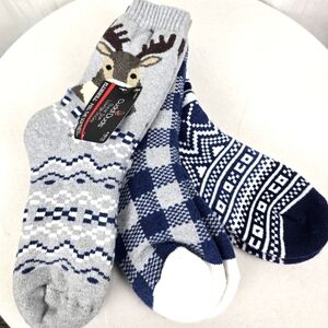 NWT Cuddl Duds 3 Pair Multicolored Super Soft Sock Set Holiday Cozy Sz 4-10
